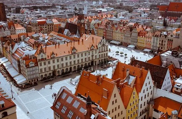 rynek we Wrocławiu z lotu ptaka